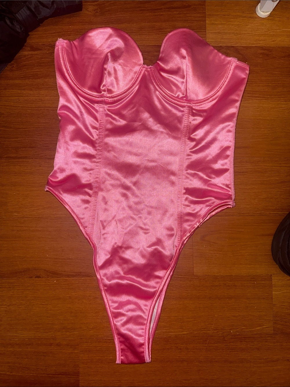 PLAYBOY Pink Satin One-Piece Bodysuit